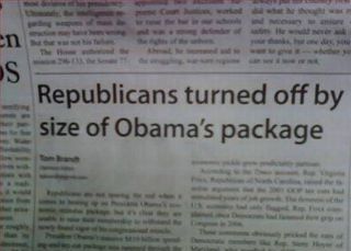 Newspaper article with provocative political headline.