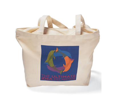Tote bag with dolphin design.