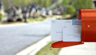 Red mailbox with envelopes inside