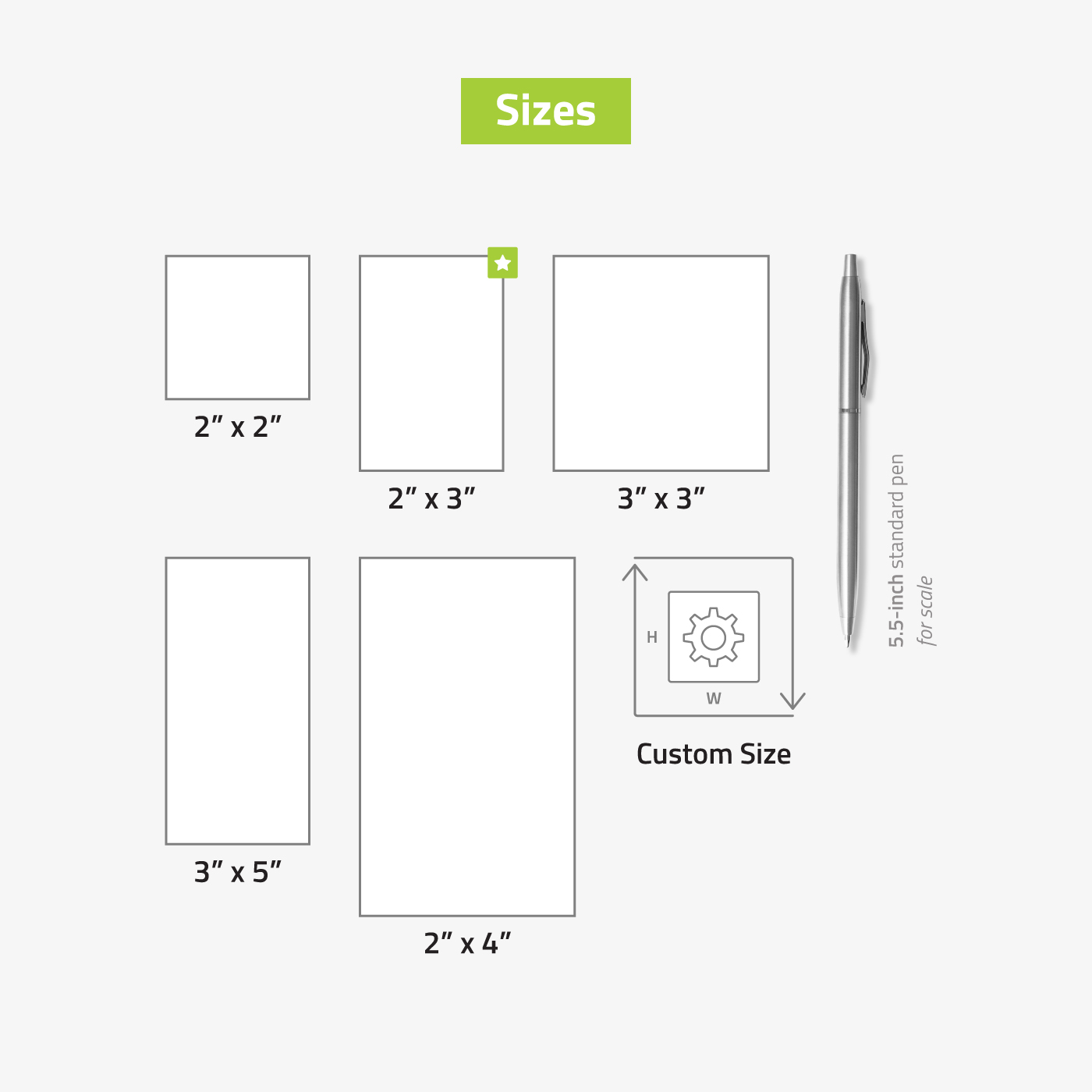 sticker and label sizes