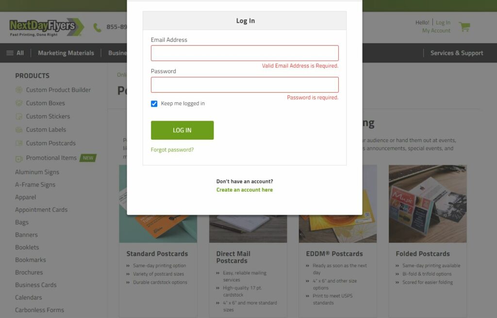 Login page - NextDayFlyers Help Center